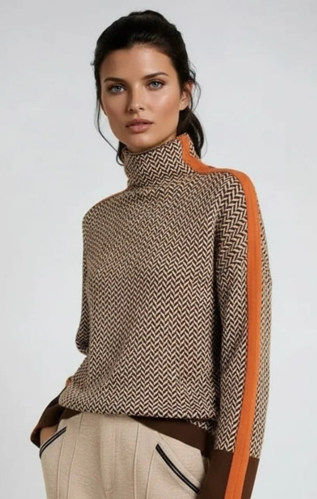 Susana| Jersey de cuello alto con rayas en contraste