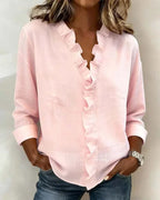 Indie · Blusa con volantes y cuello en V