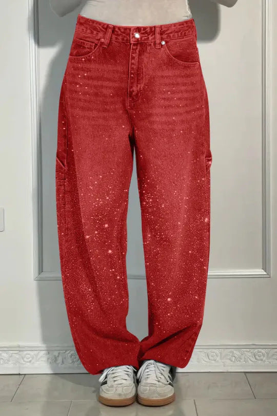 Vaqueros de mujer con adornos de bisutería: pantalones cómodos y casuales para el día a día y el tiempo libre ✨👖