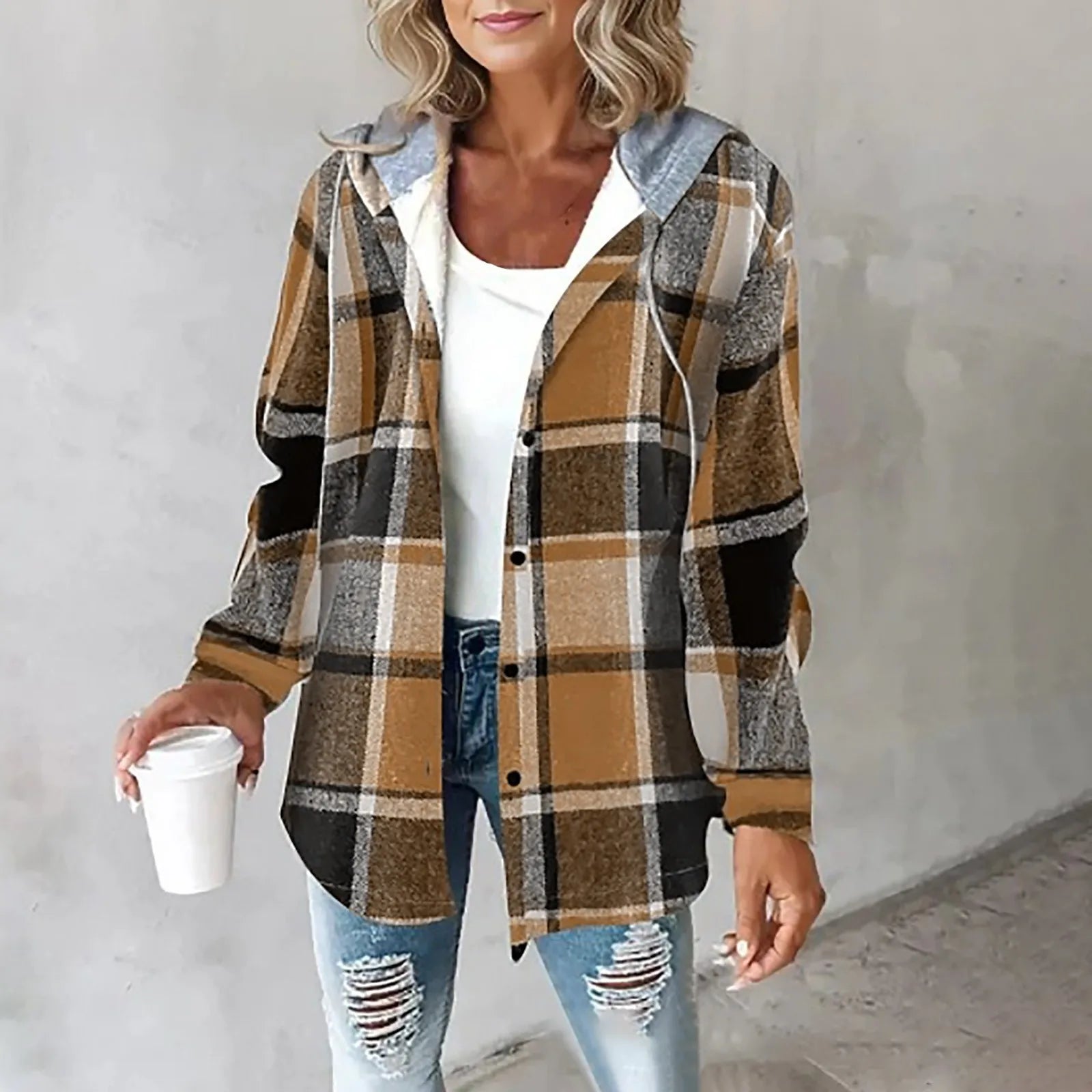 Griselda - Blusa de Cuadros con Capucha