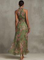 Livia | Vestido maxi halter floral.