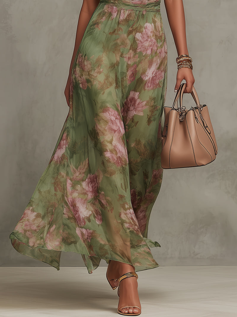 Livia | Vestido maxi halter floral.