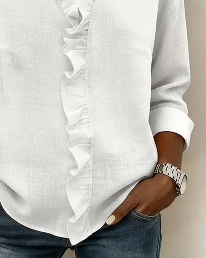 Indie · Blusa con volantes y cuello en V