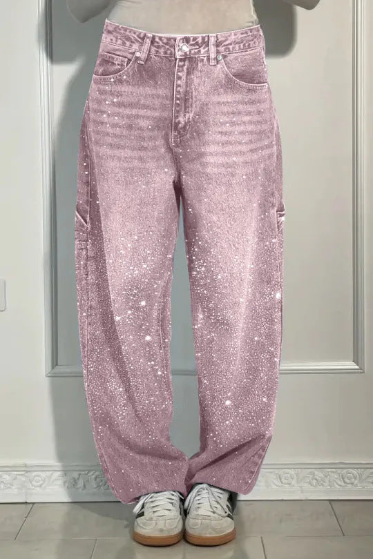 Vaqueros de mujer con adornos de bisutería: pantalones cómodos y casuales para el día a día y el tiempo libre ✨👖