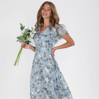 Graciela - Vestido largo de manga corta con estampado floral