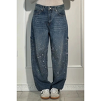 Vaqueros de mujer con adornos de bisutería: pantalones cómodos y casuales para el día a día y el tiempo libre ✨👖