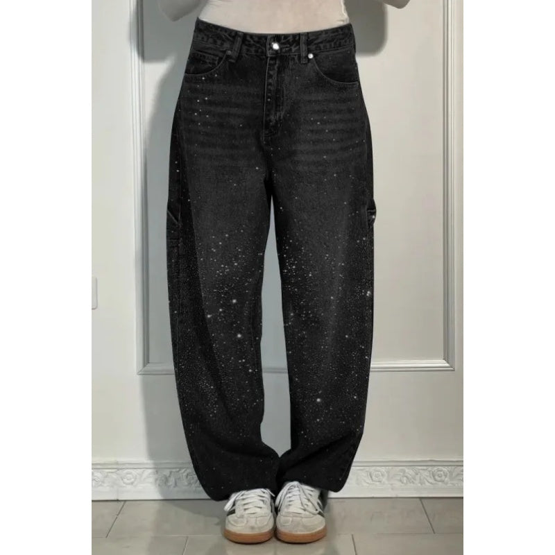 Vaqueros de mujer con adornos de bisutería: pantalones cómodos y casuales para el día a día y el tiempo libre ✨👖